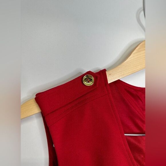 Laundry Red Pieced V-neck Mini Sleeveless Cocktail Dress Size 4 - Picture 8 of 12